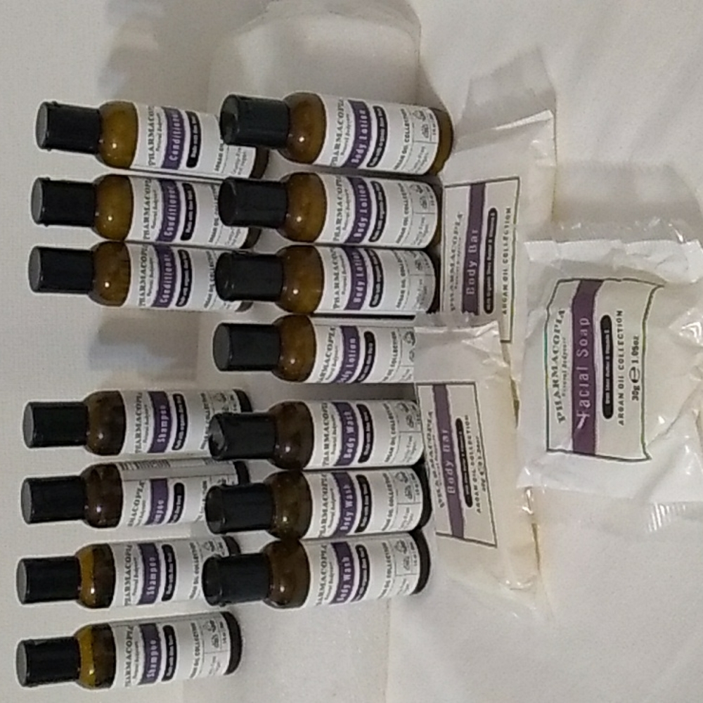 Pharmacopia argan oil collection 17 Travel Size shampoo conditioners body wash